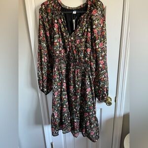 NWT OLD NAVY Waist-Defined Shine floral dress maternity XXL